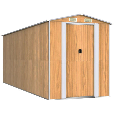 Garden Shed Light Brown 192x523x223 cm Galvanised Steel Payday Deals