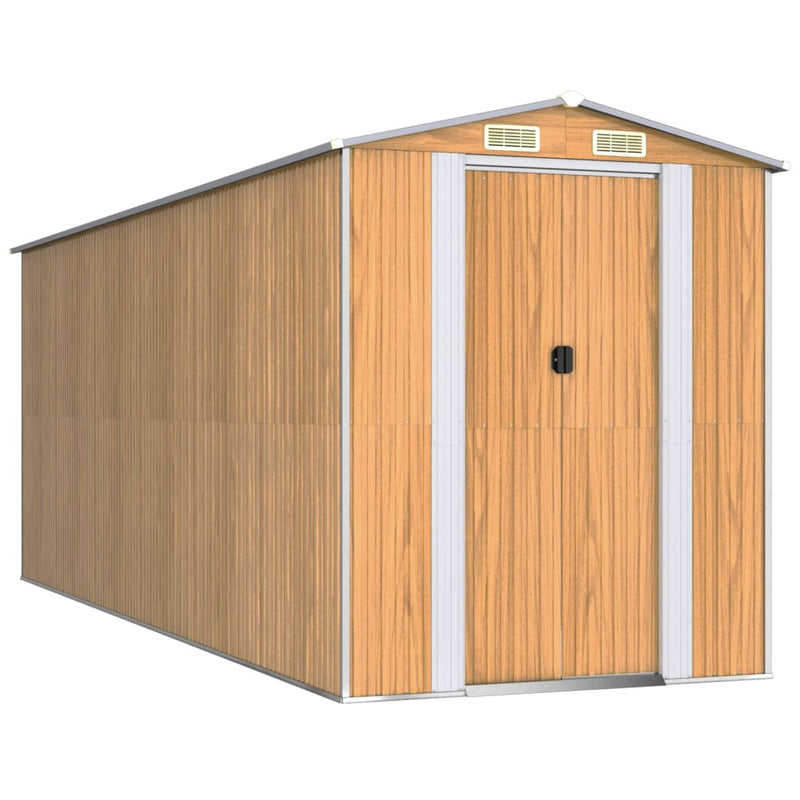 Garden Shed Light Brown 192x523x223 cm Galvanised Steel Payday Deals