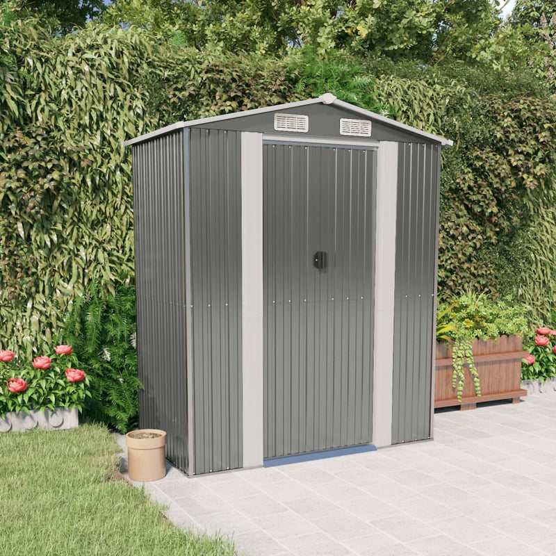 Garden Shed Light Grey 192x108x223 cm Galvanised Steel Payday Deals