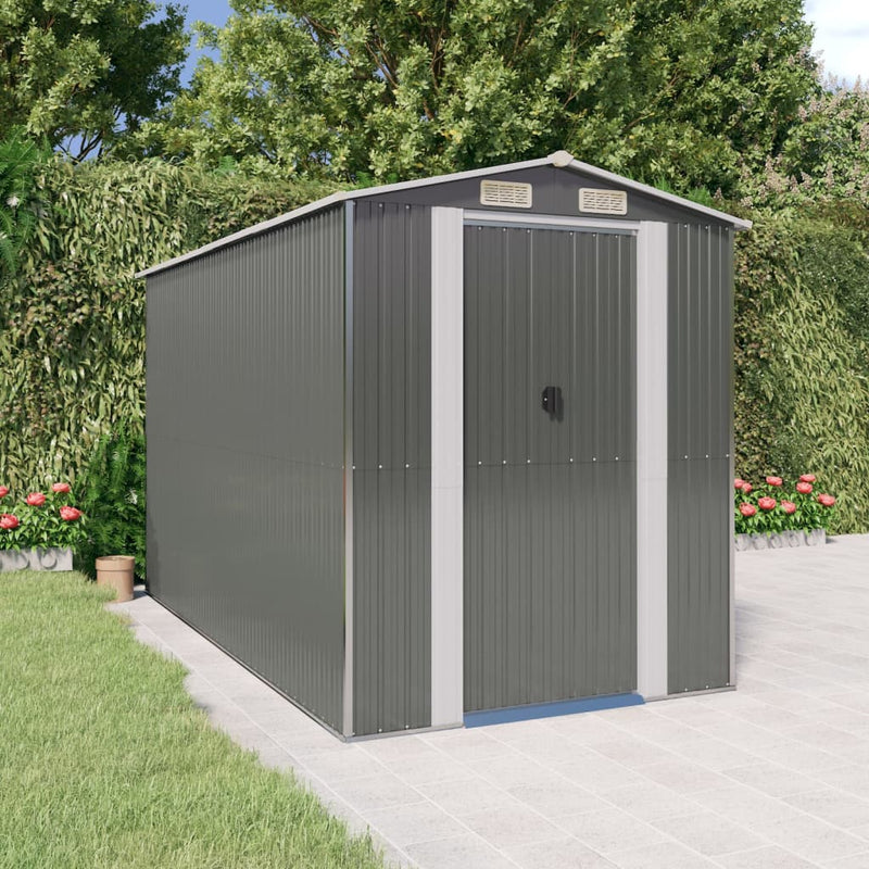 Garden Shed Light Grey 192x357x223 cm Galvanised Steel Payday Deals