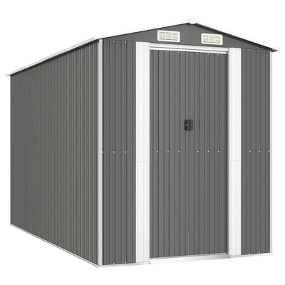Garden Shed Light Grey 192x357x223 cm Galvanised Steel Payday Deals