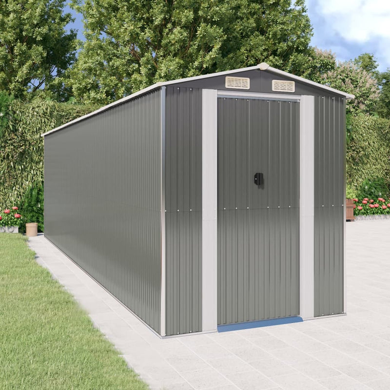 Garden Shed Light Grey 192x689x223 cm Galvanised Steel Payday Deals