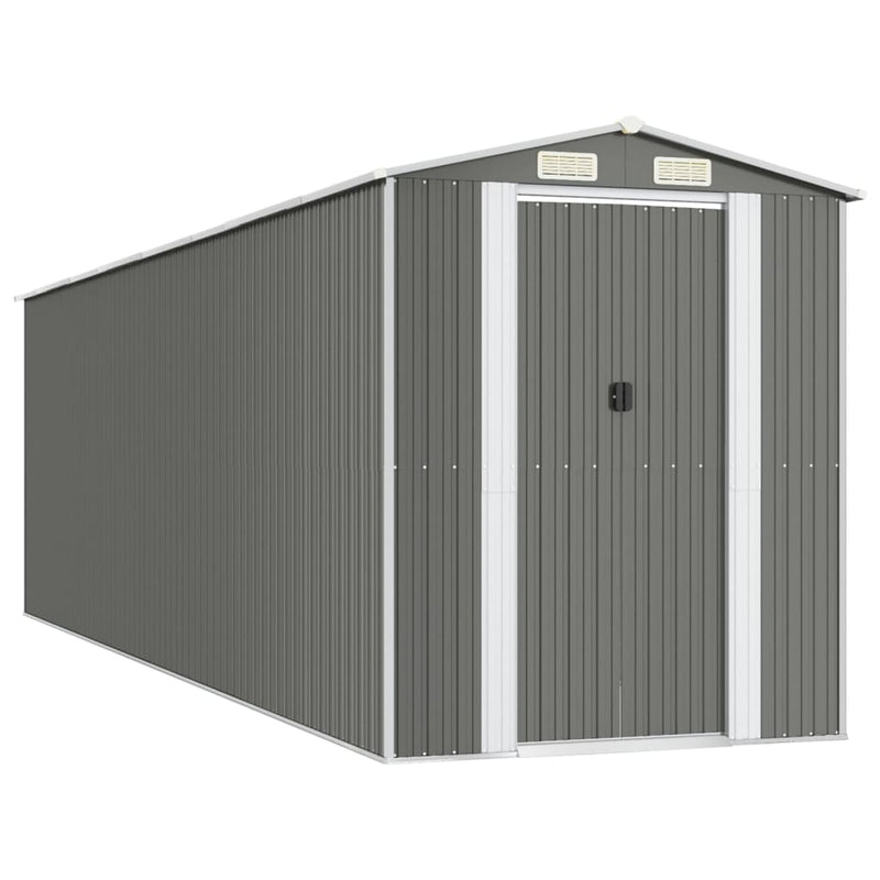 Garden Shed Light Grey 192x689x223 cm Galvanised Steel Payday Deals