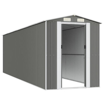 Garden Shed Light Grey 192x689x223 cm Galvanised Steel Payday Deals