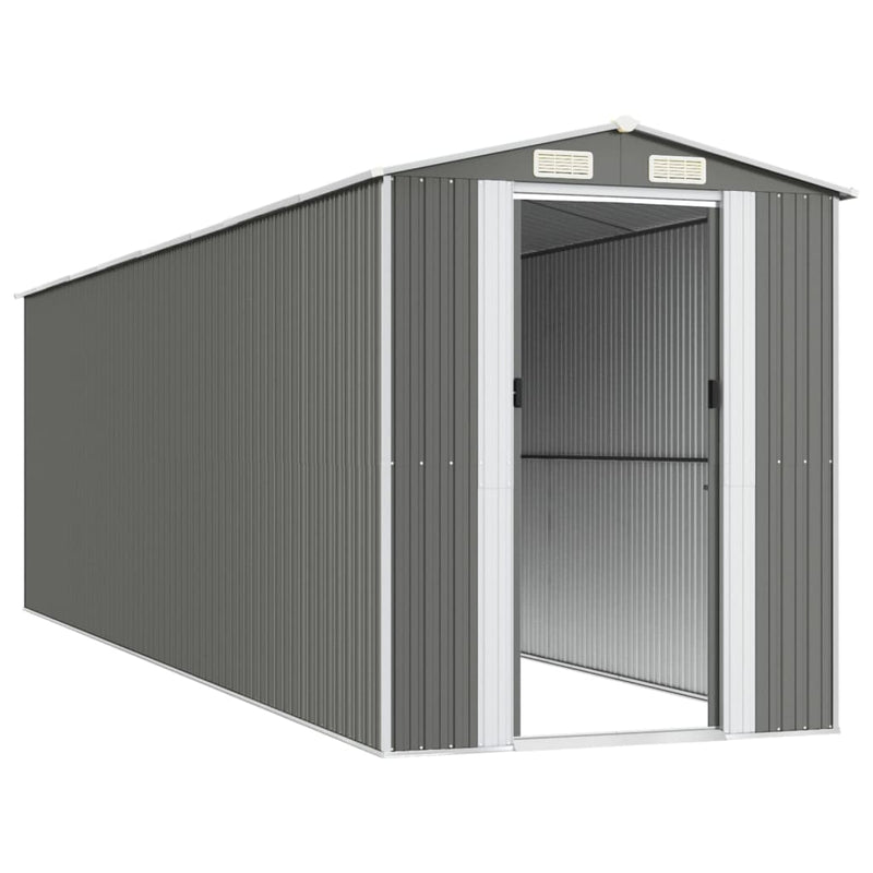 Garden Shed Light Grey 192x689x223 cm Galvanised Steel Payday Deals