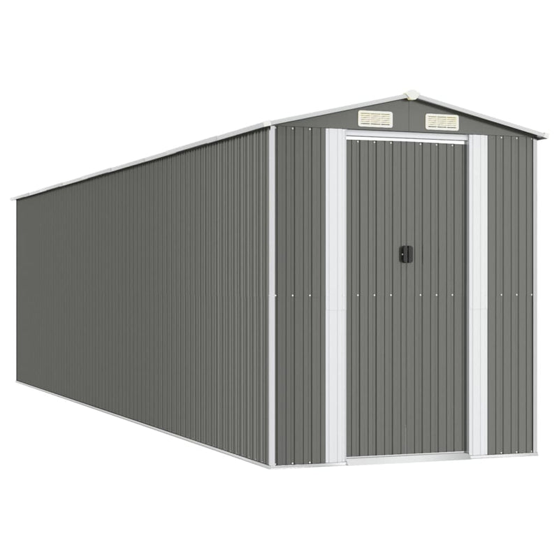 Garden Shed Light Grey 192x772x223 cm Galvanised Steel Payday Deals