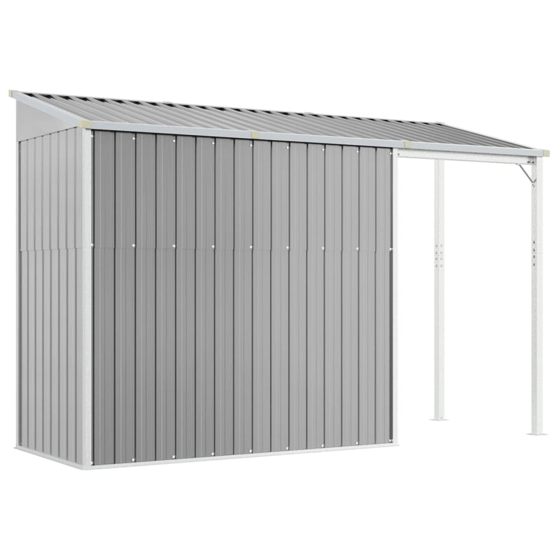 Garden Shed with Extended Roof Light Grey 277x110.5x181 cm Steel Payday Deals