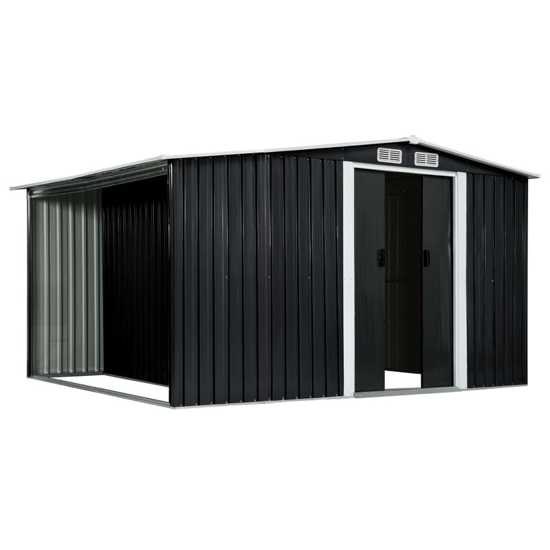 Garden Shed with Sliding Doors Anthracite 329.5x205x178 cm Steel Payday Deals