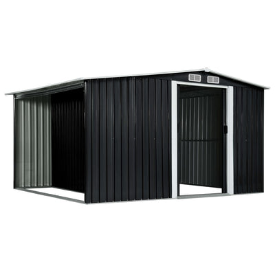 Garden Shed with Sliding Doors Anthracite 329.5x205x178 cm Steel Payday Deals