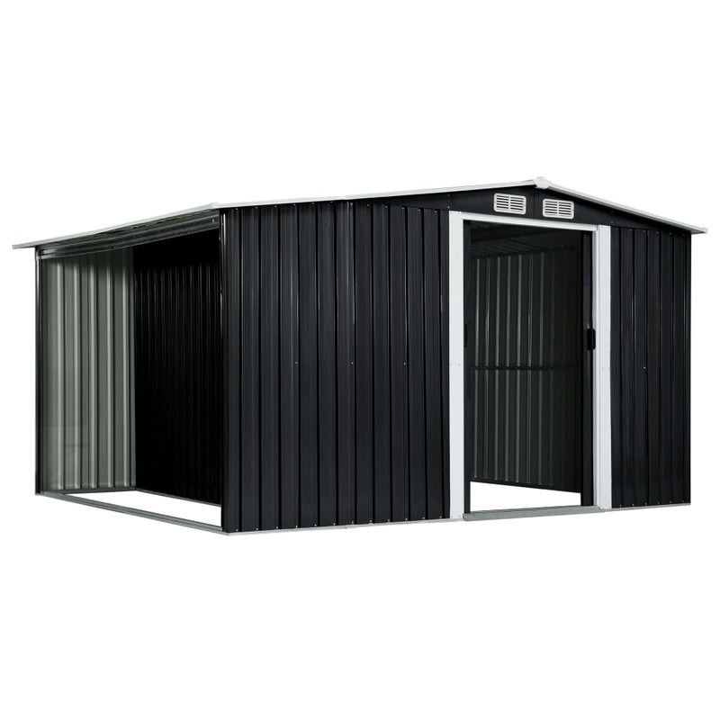 Garden Shed with Sliding Doors Anthracite 329.5x205x178 cm Steel Payday Deals