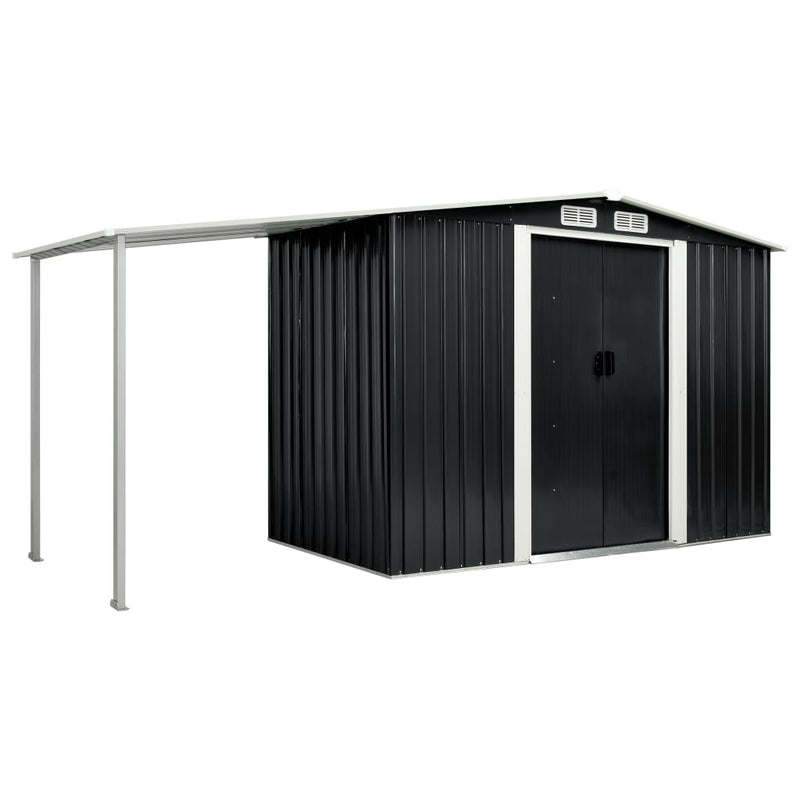 Garden Shed with Sliding Doors Anthracite 386x131x178 cm Steel Payday Deals