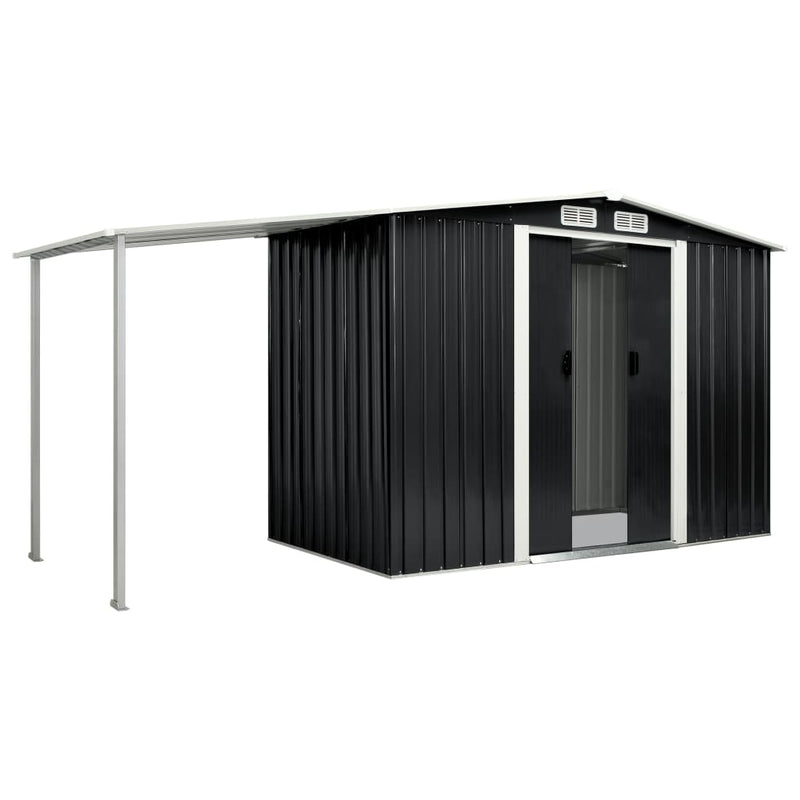Garden Shed with Sliding Doors Anthracite 386x131x178 cm Steel Payday Deals
