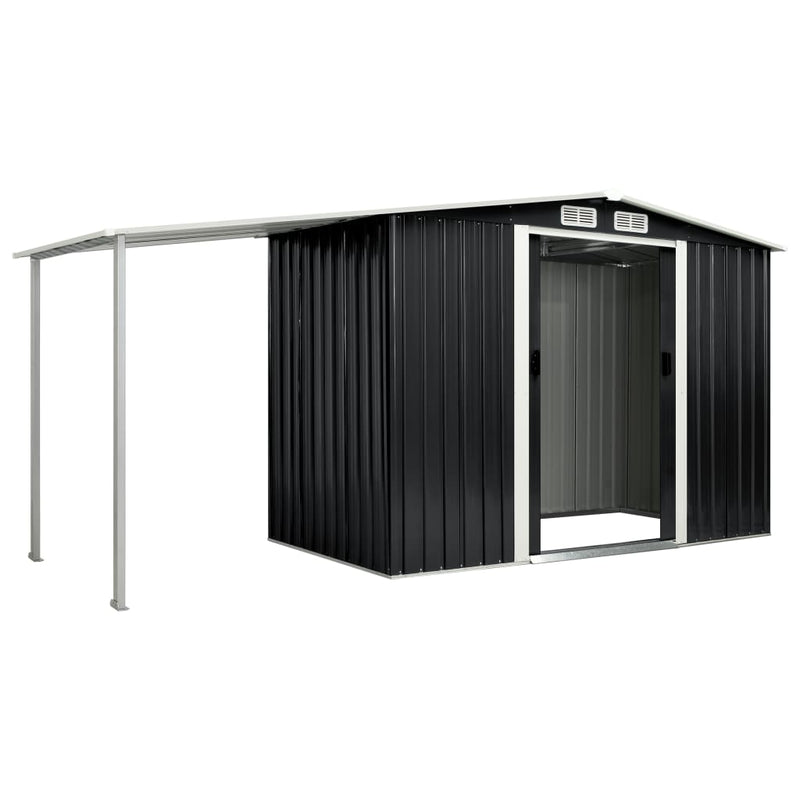 Garden Shed with Sliding Doors Anthracite 386x131x178 cm Steel Payday Deals