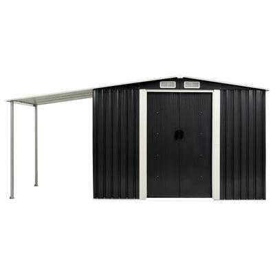 Garden Shed with Sliding Doors Anthracite 386x131x178 cm Steel Payday Deals