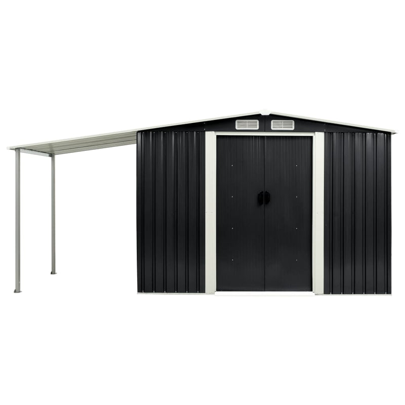 Garden Shed with Sliding Doors Anthracite 386x131x178 cm Steel Payday Deals