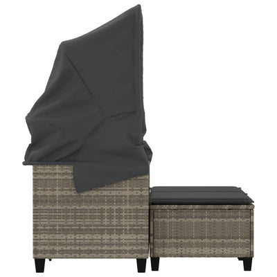 Garden Sofa 2-Seater with Canopy and Stools Light Grey Poly Rattan Payday Deals