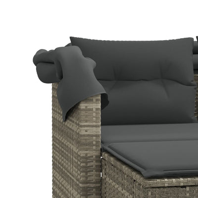 Garden Sofa 2-Seater with Canopy and Stools Light Grey Poly Rattan Payday Deals