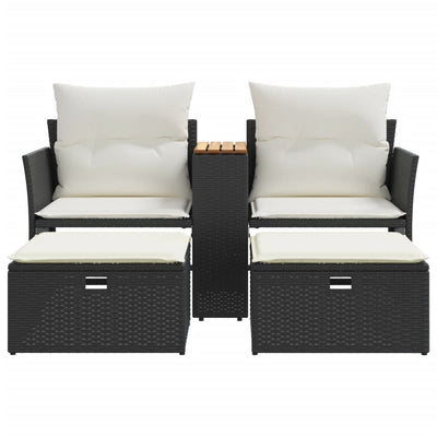 Garden Sofa 2-Seater with Stools Black Poly Rattan Payday Deals