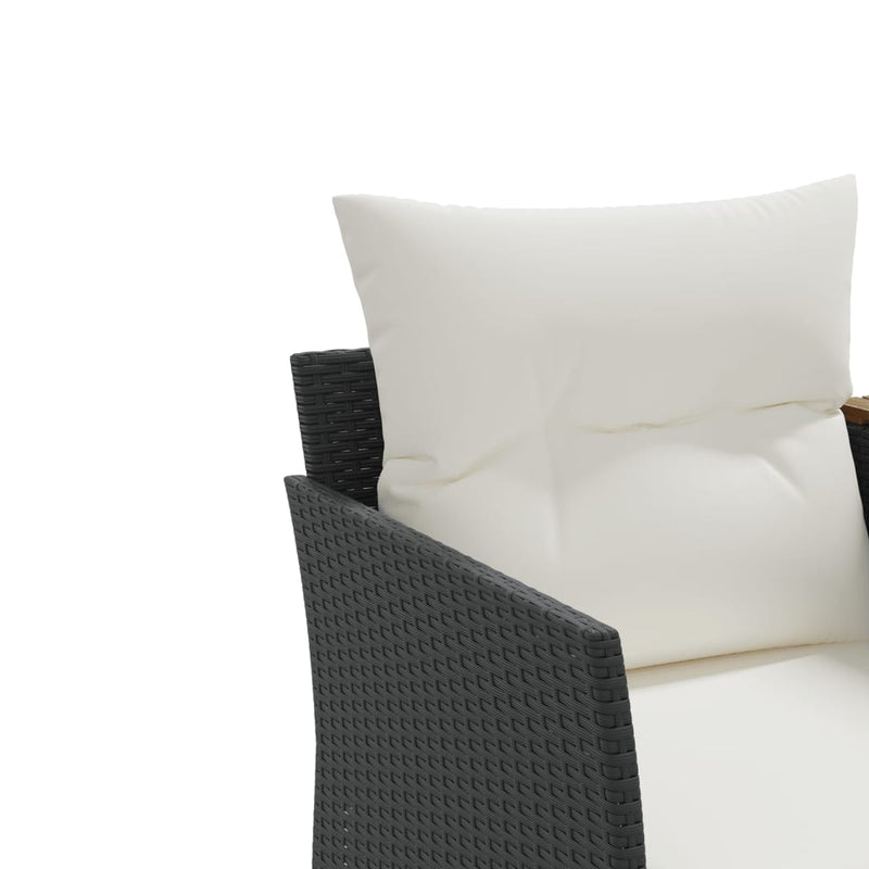 Garden Sofa 2-Seater with Stools Black Poly Rattan Payday Deals