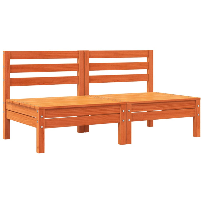 Garden Sofa Armless with Cushions 2 pcs Wax Brown Solid Wood Pine Payday Deals
