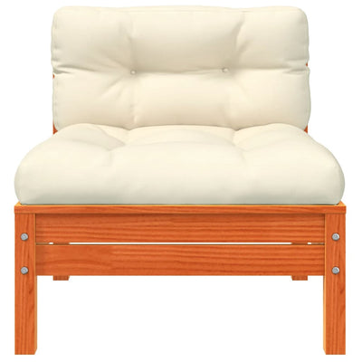 Garden Sofa Armless with Cushions 2 pcs Wax Brown Solid Wood Pine Payday Deals