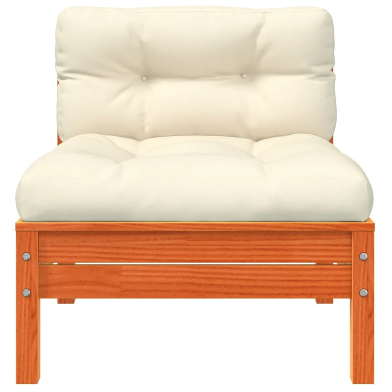 Garden Sofa Armless with Cushions 2 pcs Wax Brown Solid Wood Pine Payday Deals
