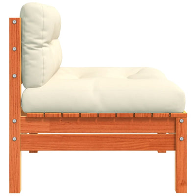 Garden Sofa Armless with Cushions 2 pcs Wax Brown Solid Wood Pine Payday Deals