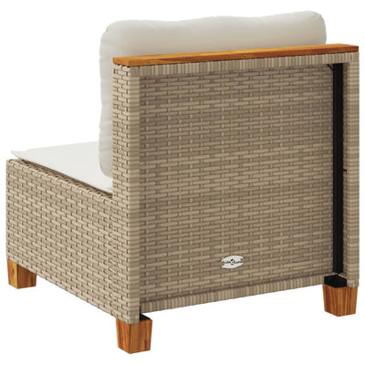 Garden Sofa Armless with Cushions Beige Poly Rattan Payday Deals