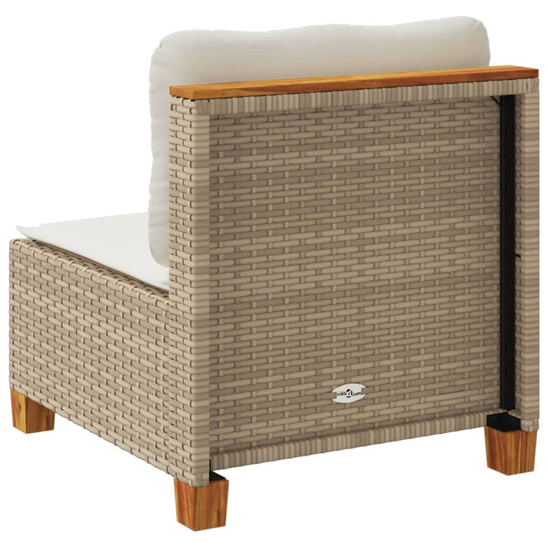 Garden Sofa Armless with Cushions Beige Poly Rattan Payday Deals