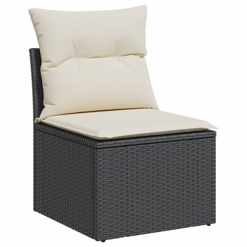 Garden Sofa Armless with Cushions Black Poly Rattan Payday Deals