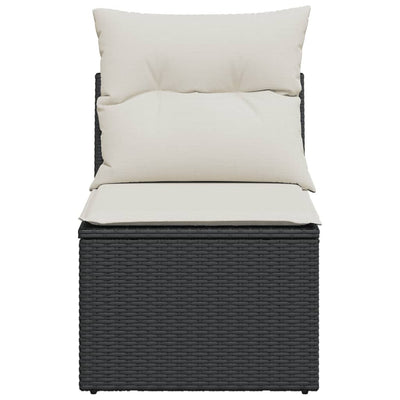 Garden Sofa Armless with Cushions Black Poly Rattan Payday Deals