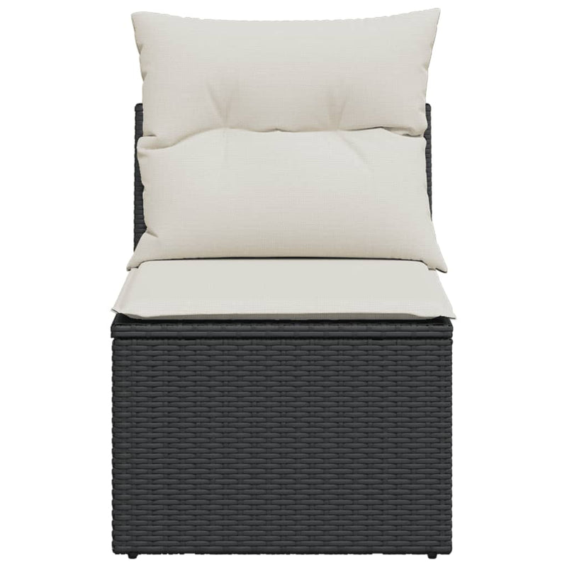 Garden Sofa Armless with Cushions Black Poly Rattan Payday Deals
