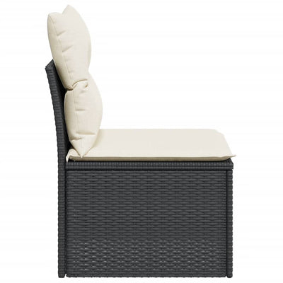 Garden Sofa Armless with Cushions Black Poly Rattan Payday Deals