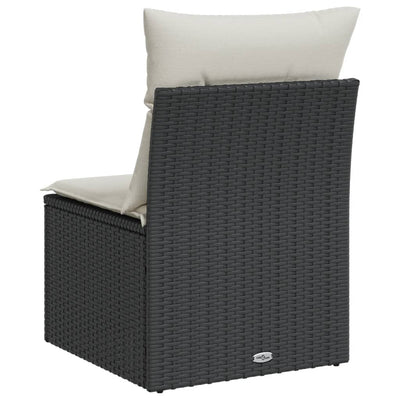 Garden Sofa Armless with Cushions Black Poly Rattan Payday Deals
