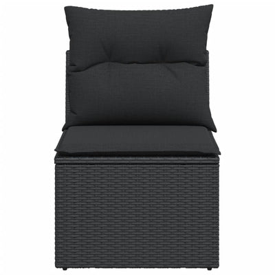 Garden Sofa Armless with Cushions Black Poly Rattan Payday Deals
