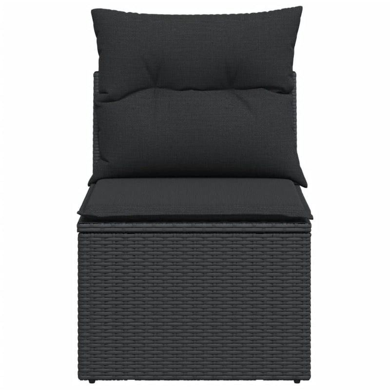 Garden Sofa Armless with Cushions Black Poly Rattan Payday Deals