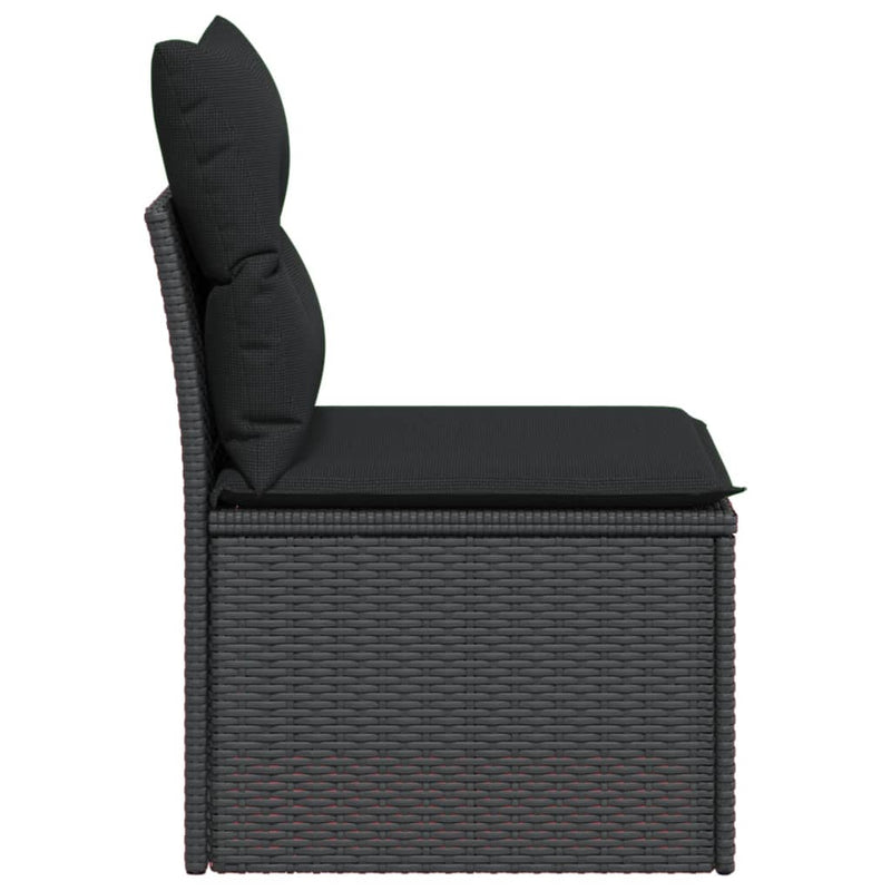 Garden Sofa Armless with Cushions Black Poly Rattan Payday Deals