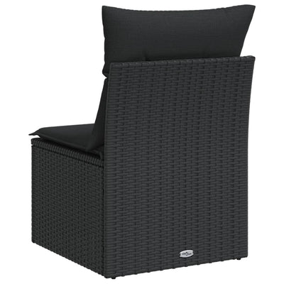 Garden Sofa Armless with Cushions Black Poly Rattan Payday Deals