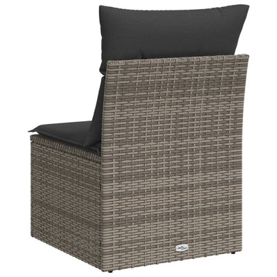 Garden Sofa Armless with Cushions Grey Poly Rattan Payday Deals