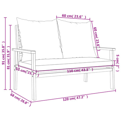 Garden Sofa Bench 120 cm with Cushion Solid Wood Acacia Payday Deals
