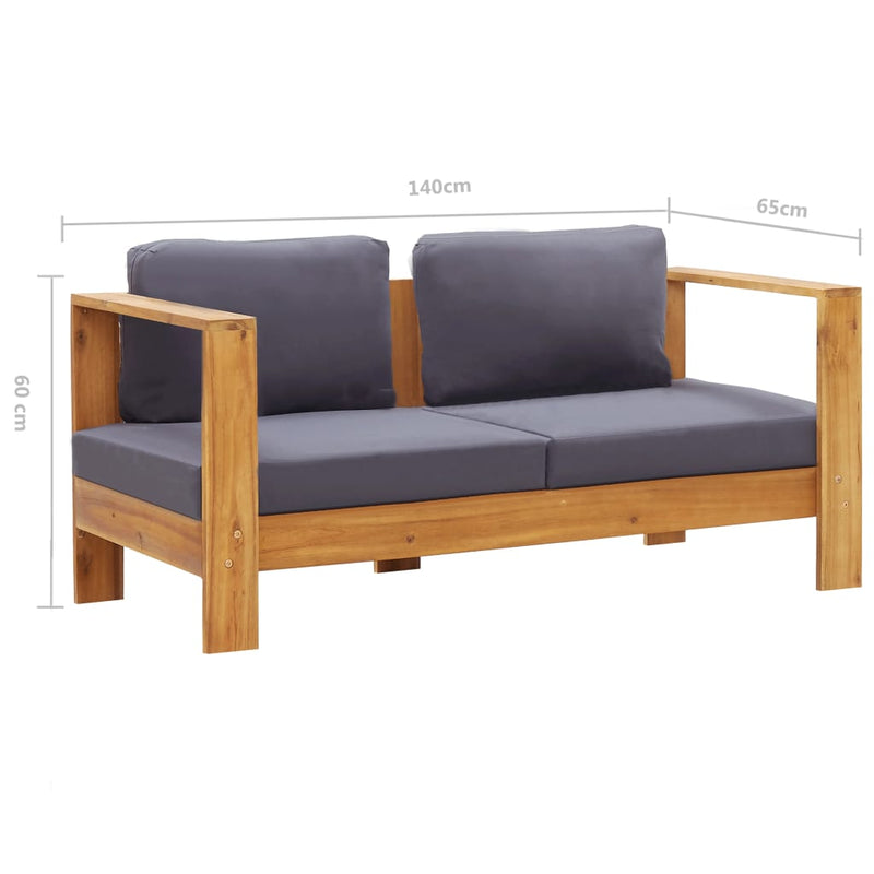 Garden Sofa Bench with Cushions 140 cm Solid Acacia Wood Grey Payday Deals