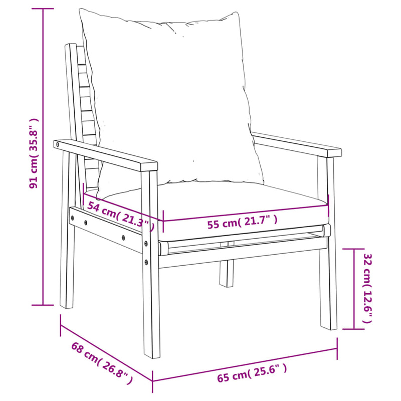 Garden Sofa Chair 2pcs with Cushion Solid Wood Acacia Payday Deals
