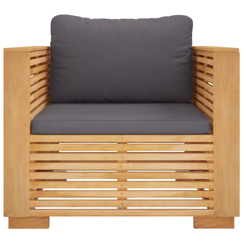 Garden Sofa Chair with Dark Grey Cushions Solid Wood Teak Payday Deals