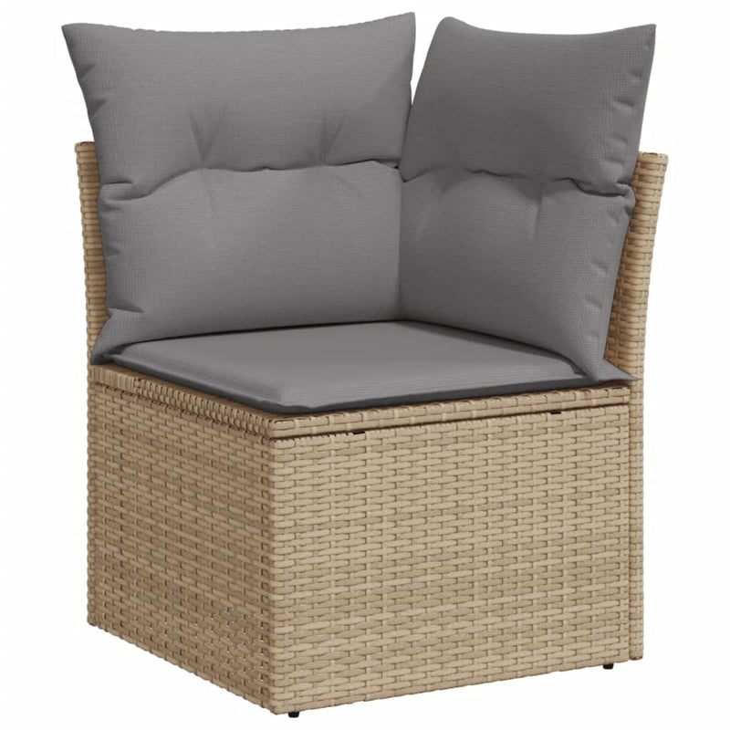 Garden Sofa Corner with Cushions Beige Poly Rattan Payday Deals