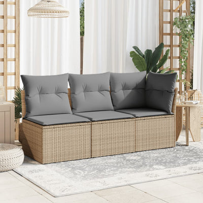 Garden Sofa Corner with Cushions Beige Poly Rattan Payday Deals