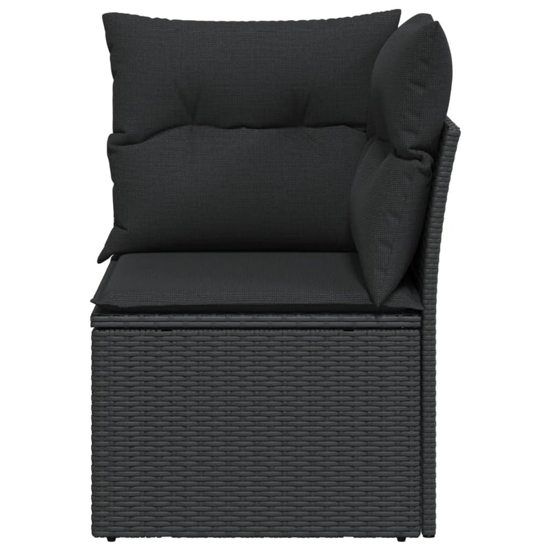 Garden Sofa Corner with Cushions Black Poly Rattan Payday Deals