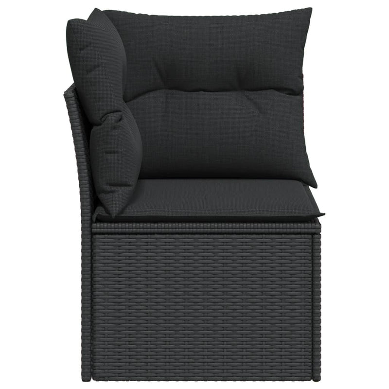 Garden Sofa Corner with Cushions Black Poly Rattan Payday Deals