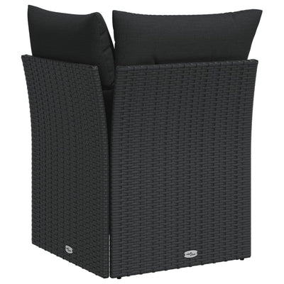 Garden Sofa Corner with Cushions Black Poly Rattan Payday Deals