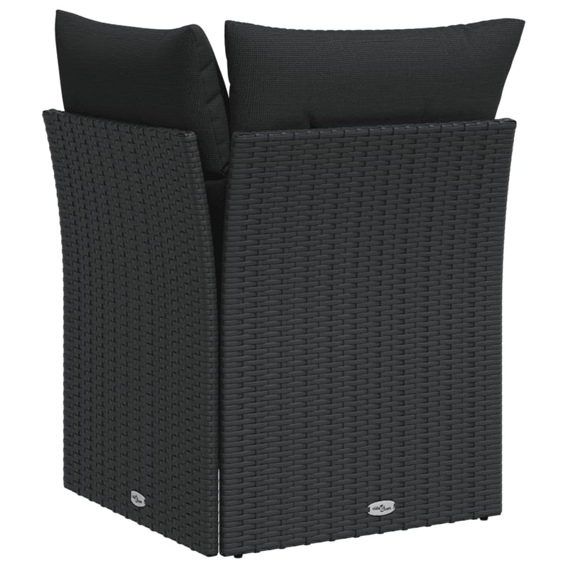 Garden Sofa Corner with Cushions Black Poly Rattan Payday Deals