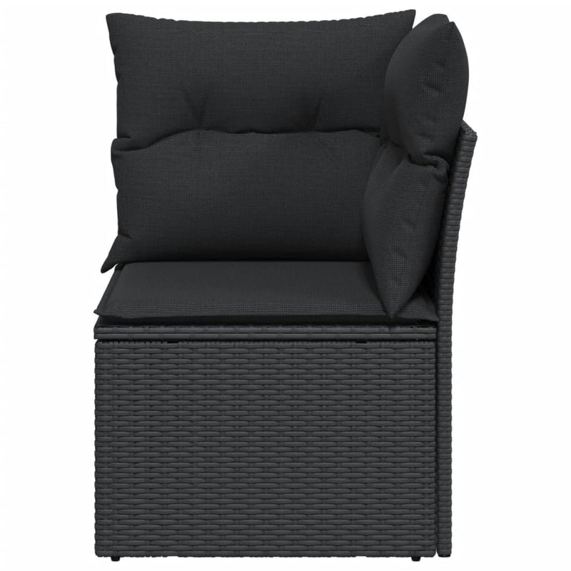 Garden Sofa Corner with Cushions Black Poly Rattan Payday Deals